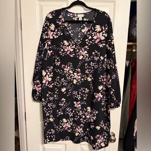 Ava & Viv Black Floral Long Sleeve Dress